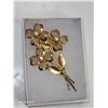 Vintage Signed Coro Sim Peral Floral Goldtone Brooch