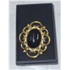 Vintage Signed Butler Goldtone Black Brooch - Simulated Onyx