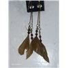 Image 4 : Long Feather Drop Goldtone Peirced Earrings