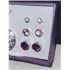 Image 3 : Avon Purple 4 Pieces Necklace & Earrings Set - 3 Different Sized Pierced Earrings & Necklace