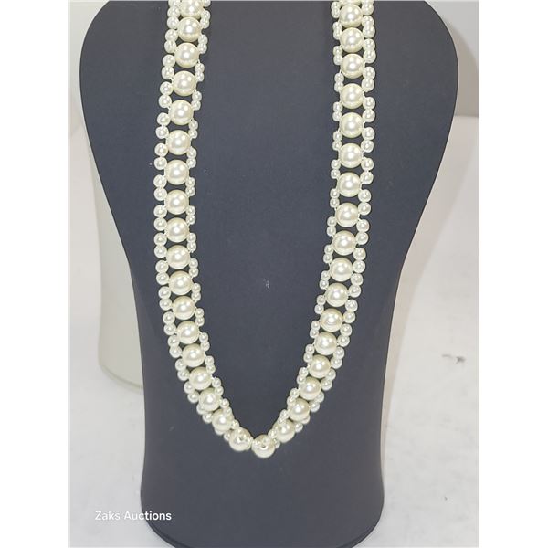 Vintage Signed Avon Simulated Pearl 3 Row Collar Necklace