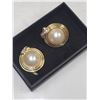 Vintage Signed Butler Simulated Pearl & Crystal Clip On Earrings
