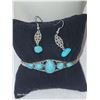 Open Bangle Cuff Turquoise Bracelet & Earrings