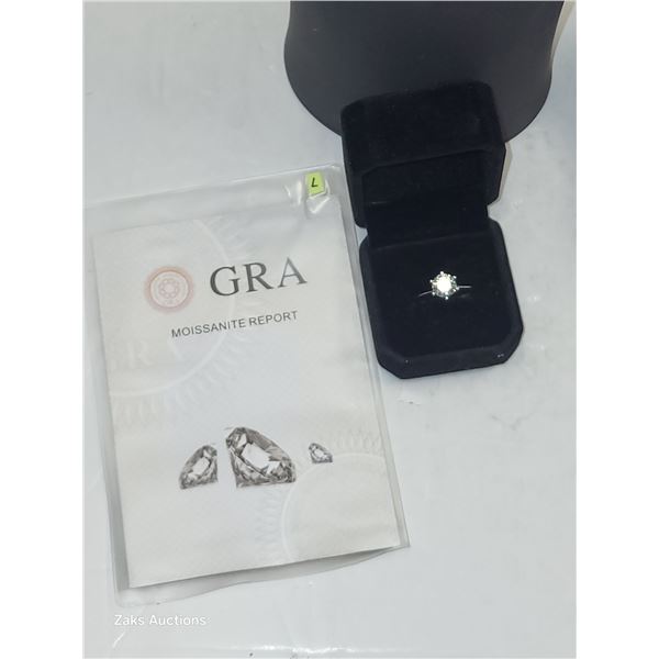 GRA Certified 925 Sterling Silver 2 Carat Moissanite Ring - Size 6.75