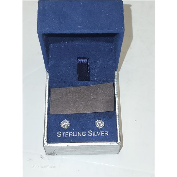 Boxed Lulea Sterling Silver Crystal Studd Earrings