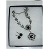 Vintage Jet Black Diamante Necklace & Earring Set