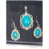 Bohemian Turquoise Colour Pendant & Pierced Earring Set