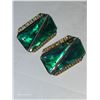 Image 2 : Vintage Abalone Shell Green & Goldtone Clip On Earrings