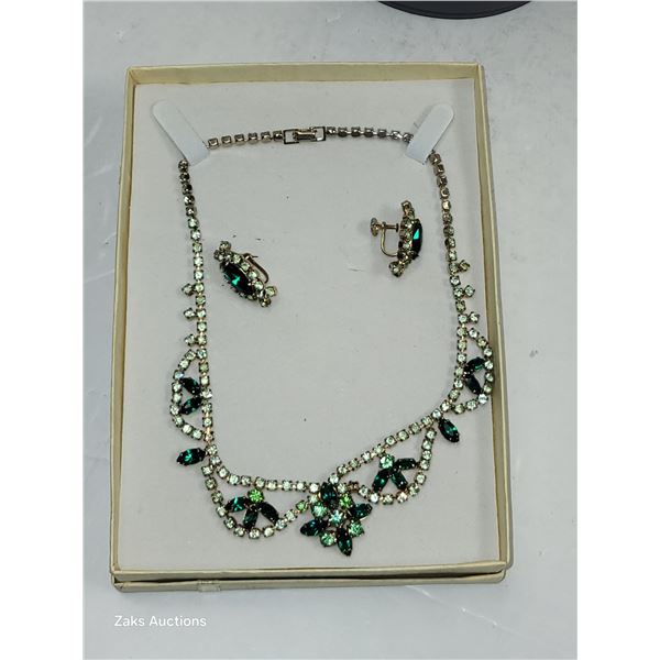 1950s Signed Continental Necklace & Earrings Set