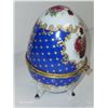 Image 2 : Flower Porcelain Egg Trinket Box with Gold Accent
