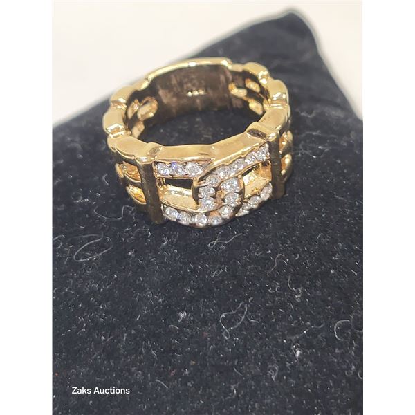 Rhinestone Double Horseshoe Ring Stamped SEP