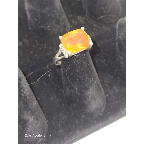 Tested Coloured Quartz & Diamond Sterling Silver Ring