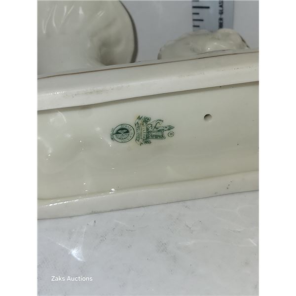 Belleek Seahorse Bud Vase with Gold Accents