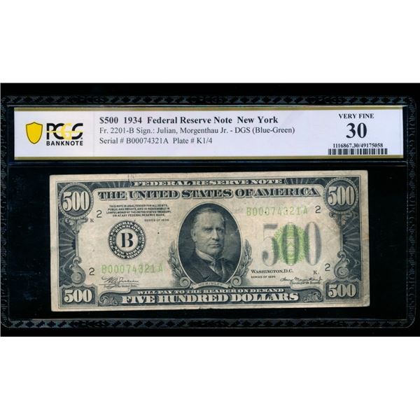 1934 $500 New York FRN PCGS 30