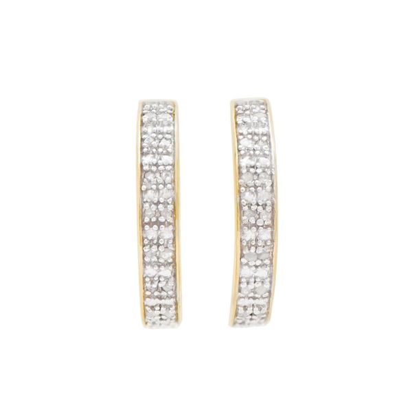 Plated 18KT Yellow Gold and Sterling Silver 0.25ctw Diamond Earrings