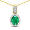 Image 1 : 14KT Yellow Gold 1.65ctw Zambian Emerald and Diamond Pendant