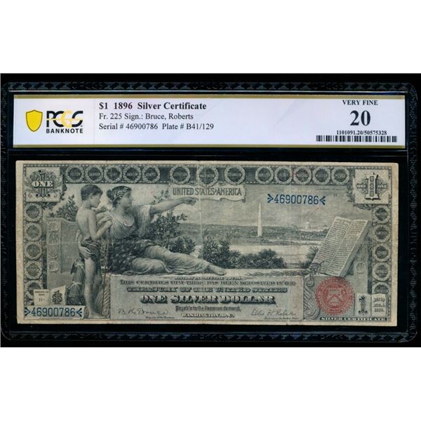 1896 $1 Educational Silver Certificate PCGS 20