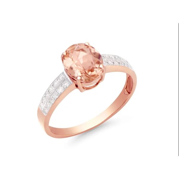 14KT Rose Gold 1.71ct Morganite and Diamond Ring