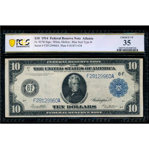1914 $10 Atlanta FRN PCGS 35