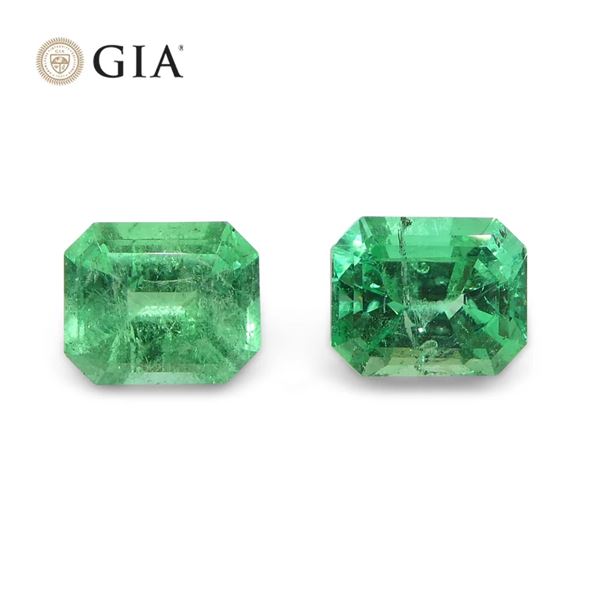 Pretty 2.99 Ct GIA Certified Natural Emerald Pair