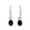 Image 1 : Plated Rhodium and Sterling Silver 3.25ctw Sapphire and Diamond Earrings