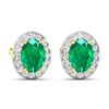 Image 3 : 14KT Yellow Gold 2ctw Zambian Emerald and Diamond Earrings