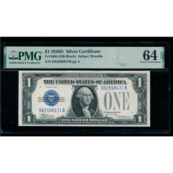 1928D $1 Silver Certificate PMG 64EPQ