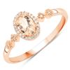 Image 1 : 10KT Rose Gold 0.48ctw Morganite and White Diamond Ring
