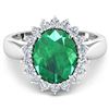 Image 2 : 14KT White Gold 3.14ctw Zambian Emerald and Diamond Ring