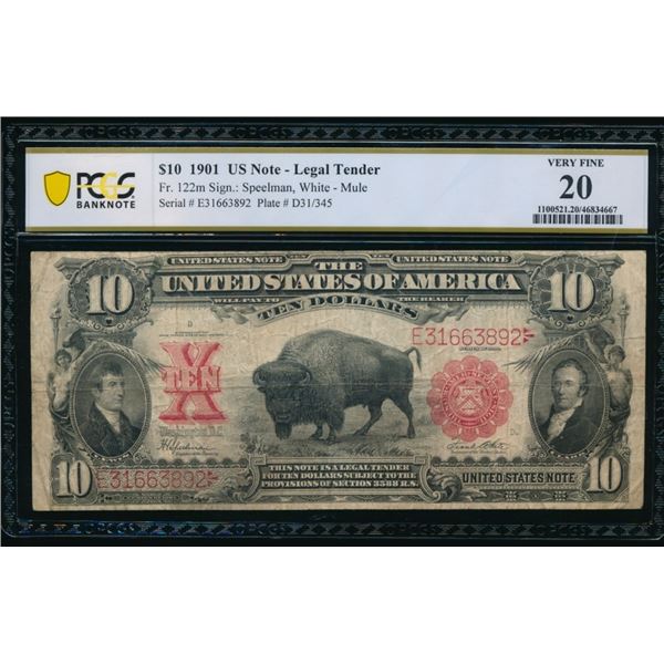 1901 $10 Bison Legal Tender Note PCGS 20