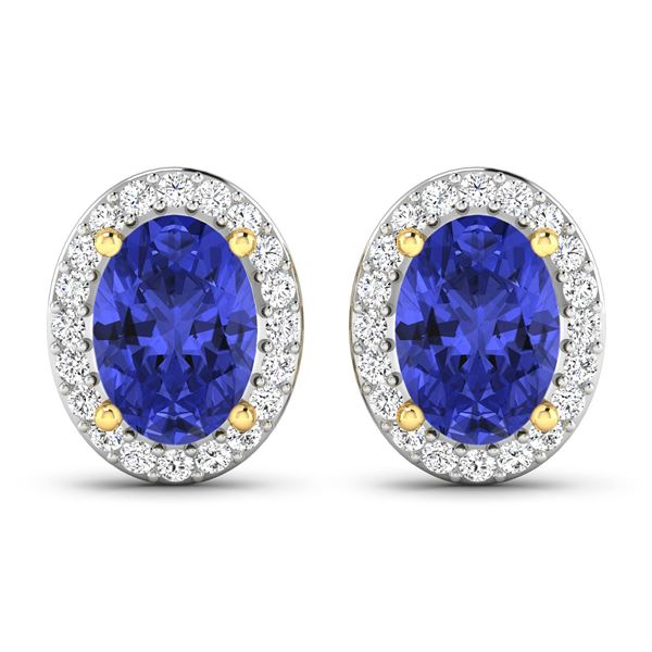 14KT Yellow Gold 1.24ctw Tanzanite and Diamond Earrings