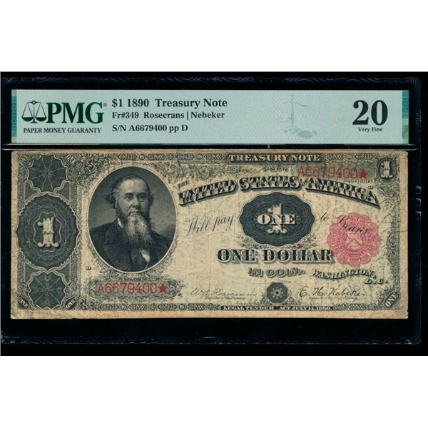 1890 $1 Treasure Note PMG 20