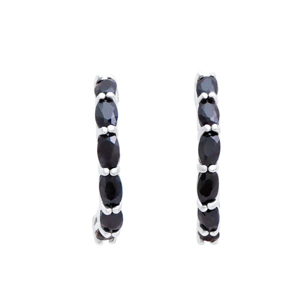 Plated Rhodium and Sterling Silver 3.55ctw Sapphire Earrings