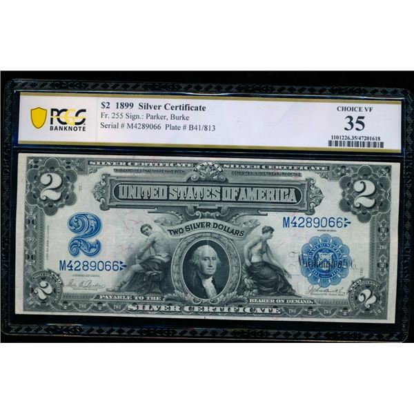 1899 $2 Mini Porthole Silver Certificate PCGS 35