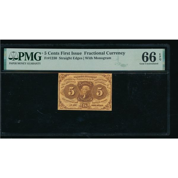 5 Cent First Issue Fractional PMG 66EPQ