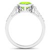 Image 4 : 14KT White Gold 1.6ctw Peridot and Diamond Ring