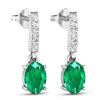 Image 3 : 14KT White Gold 1.12ctw Zambian Emerald and Diamond Earrings