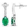 Image 4 : 14KT White Gold 1.12ctw Zambian Emerald and Diamond Earrings