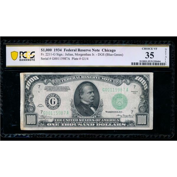 1934 $1000 Chicago FRN PCGS 35