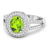 Image 2 : 14KT White Gold 1.05ctw Peridot and Diamond Ring