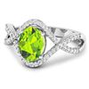 Image 2 : 14KT White Gold 1.05ctw Peridot and Diamond Ring