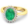 Image 3 : 14KT Yellow Gold 1ct Zambian Emerald and Diamond Ring