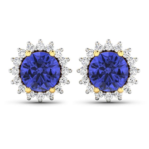 14KT Yellow Gold 1.44ctw Tanzanite and Diamond Earrings