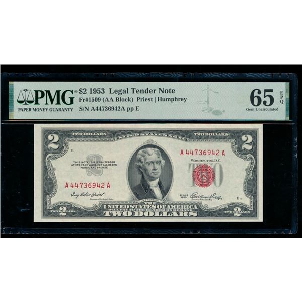 1953 $2 Legal Tender Note PMG 65EPQ