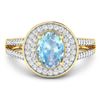Image 3 : 14KT Yellow Gold 0.96ctw Aquamarine and Diamond Ring