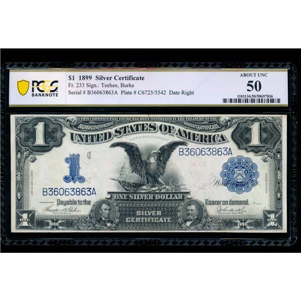 1899 $1 Black Eagle Silver Certificate PCGS 50