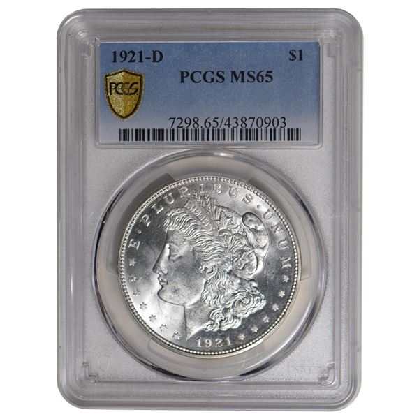 1921-D $1 Morgan Silver Dollar PCGS MS65