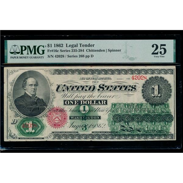 1862 $1 Legal Tender Note PMG 25