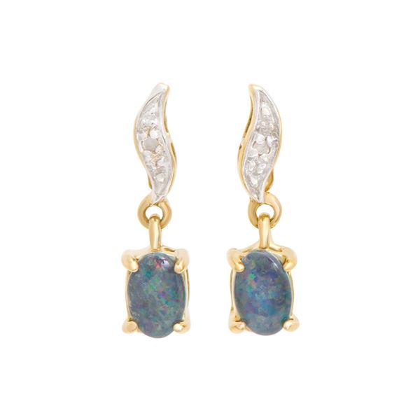 Plated 18KT Yellow Gold and Sterling Silver 0.51ctw Opal Earrings