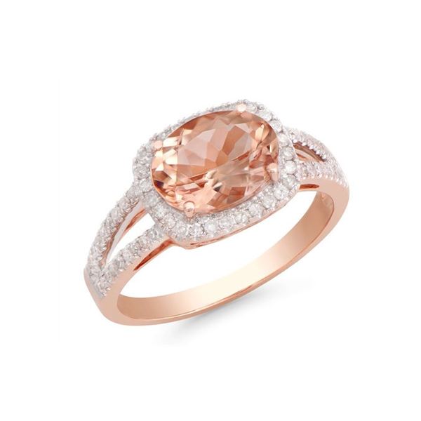 14KT Rose Gold 1.74ct Morganite and Diamond Ring